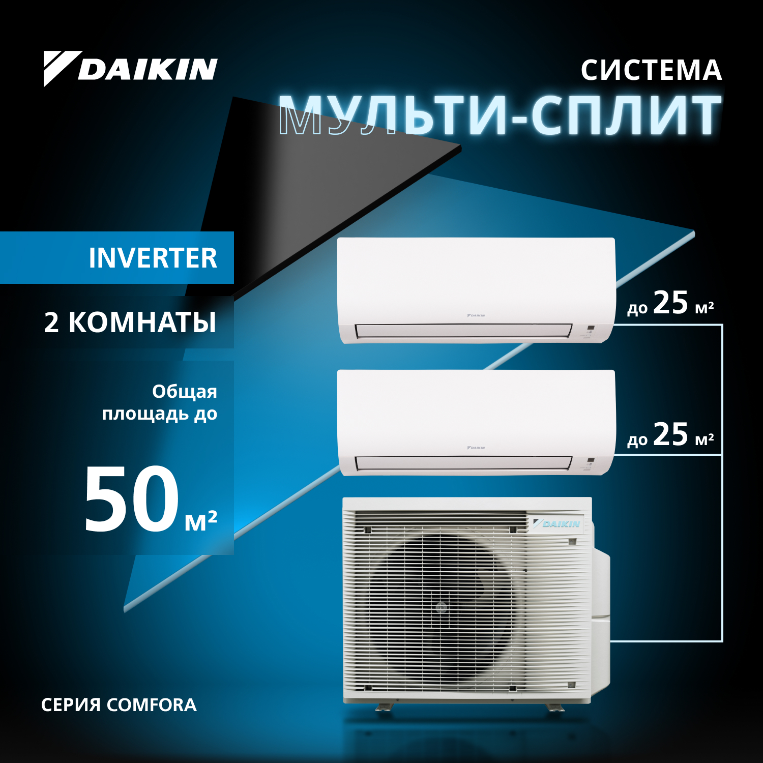  Мультисплит система DAIKIN серии Comfora 2MXM50A/FTXP25N/FTXP25N