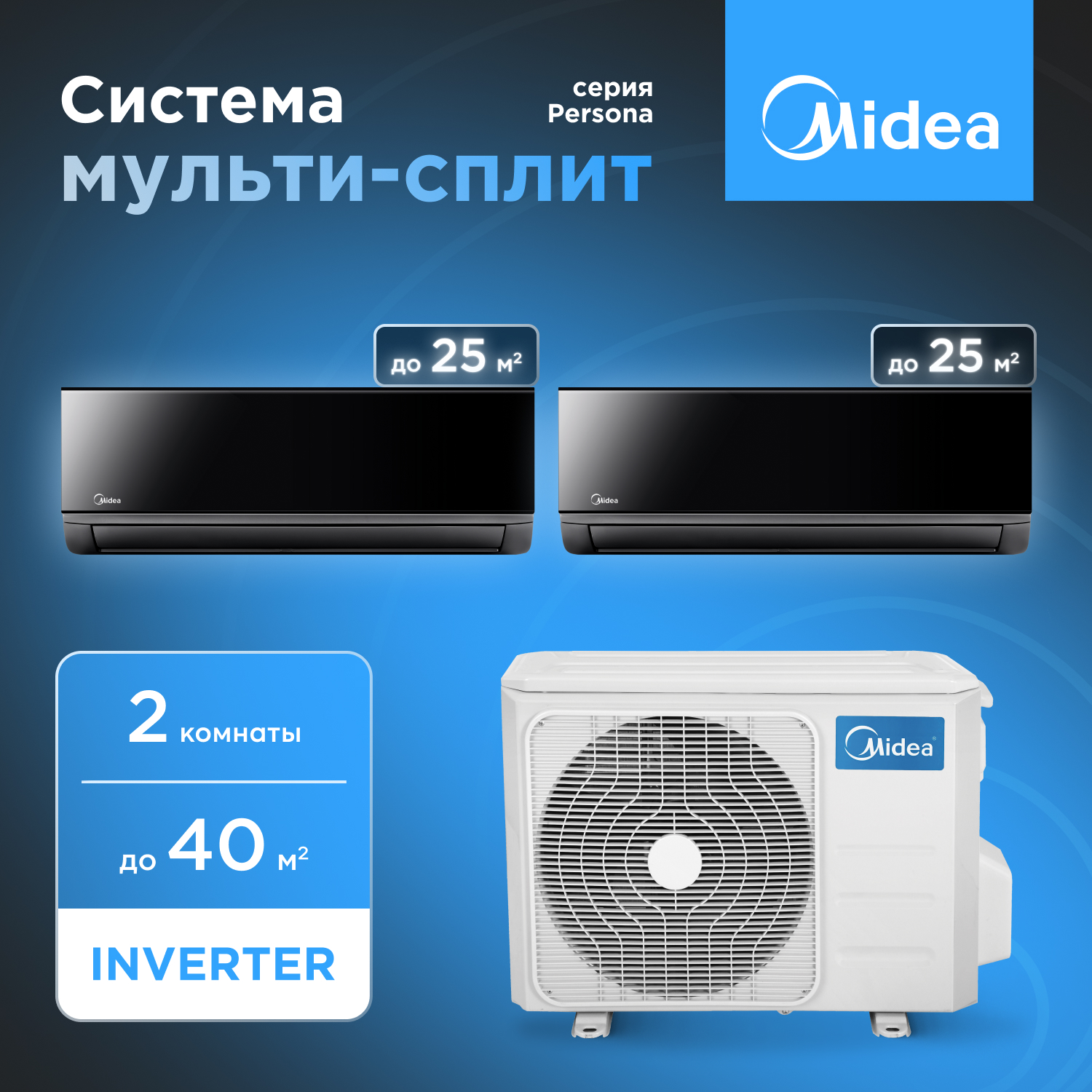 Мульти сплит система Midea M2OH-14HFN8-Q1/MMCA1BU-09HRFN8*2